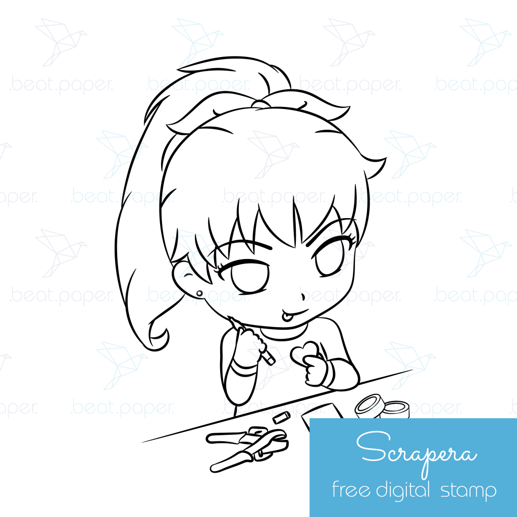 Sello digital gratis de scraper para colorear de beat paper