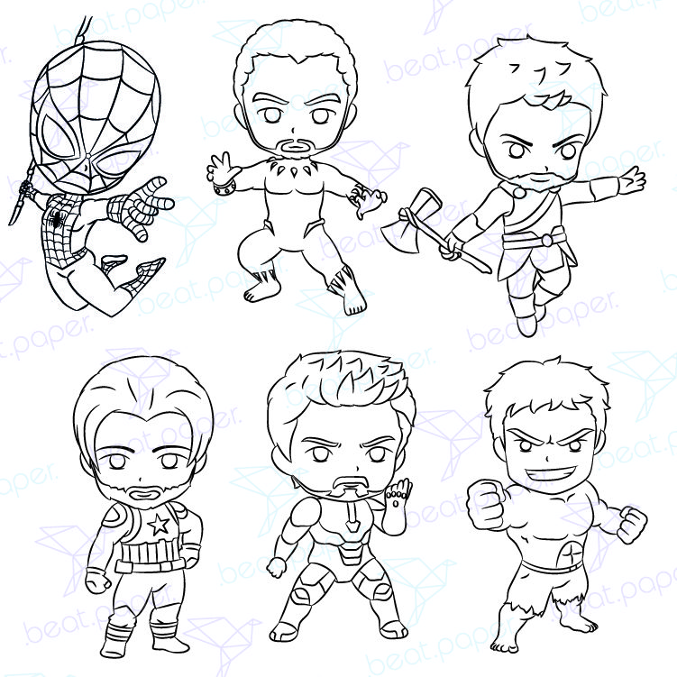 sellos digitales para colorear de Avengers | Vengadores | ..