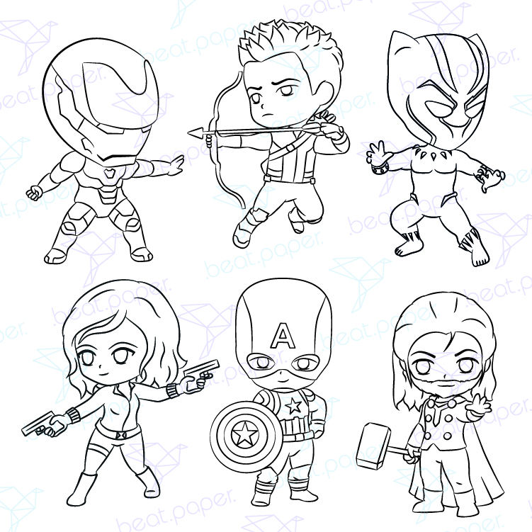 sellos digitales para colorear de Avengers | Vengadores | ..