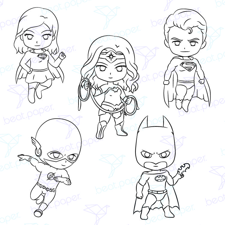 batman superman mujer maravilla sellos digitales para colorear ..