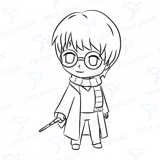 Diseño digital de Harry Potter para colorear, scrapbook o manualidades