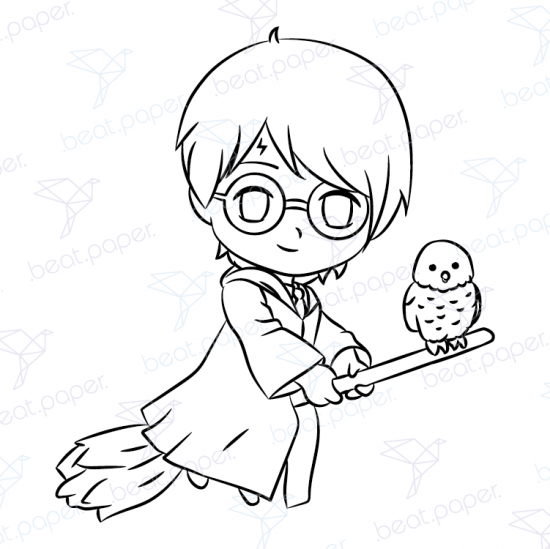 Diseño digital de Harry Potter para colorear, scrapbook o manualidades