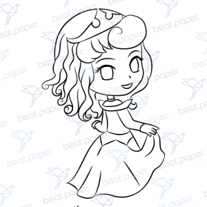 Diseño digital de princesa disney para colorear, scrapbook o manualidades