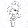Diseño digital de princesa disney para colorear, scrapbook o manualidades