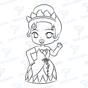 Diseño digital de princesa disney para colorear, scrapbook o manualidades