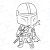 Diseño digital de star wars disney para colorear, scrapbook o manualidades Mandalorian y Baby Yoda