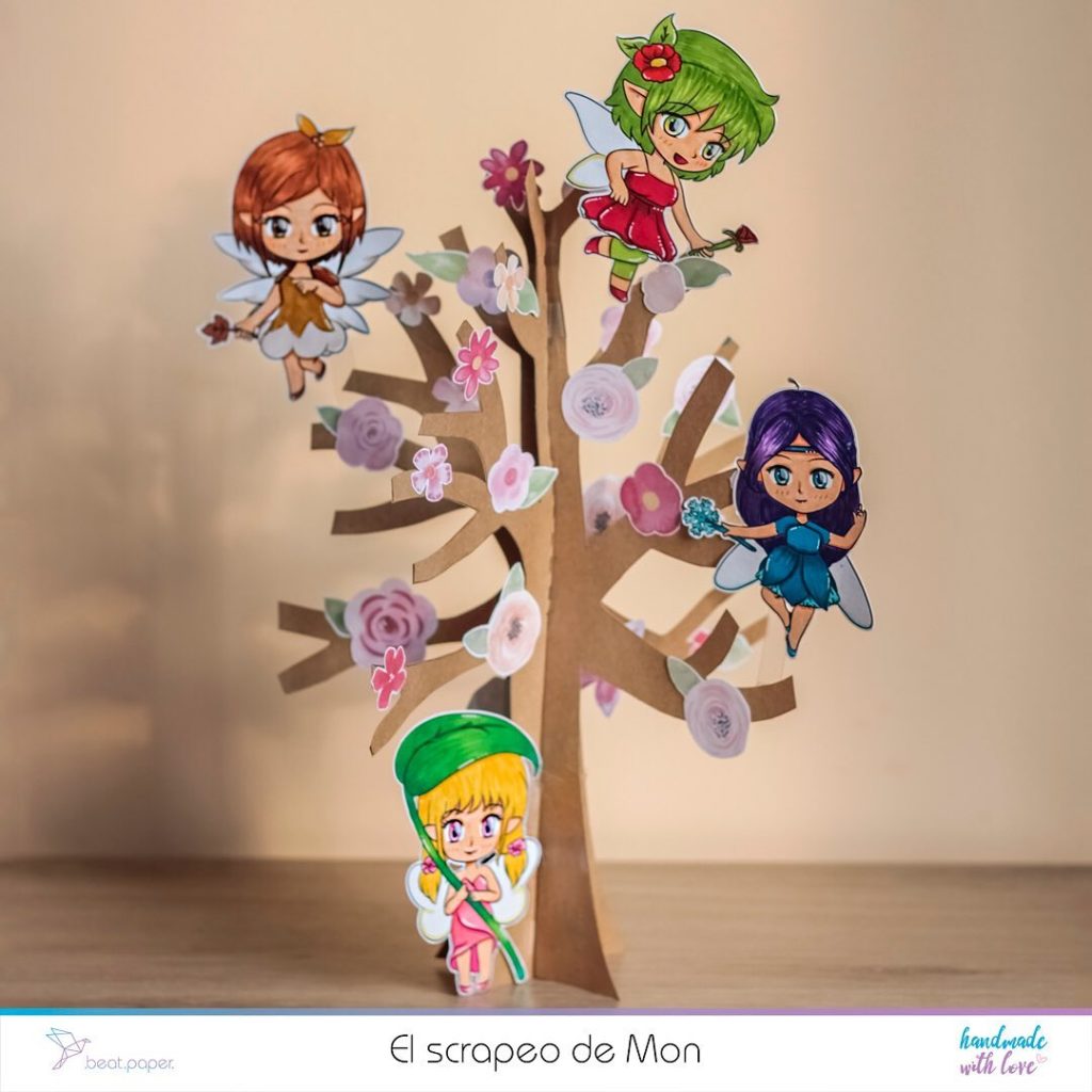 Árbol de hadas Diseño digital para colorear, scrapbook o manualidades