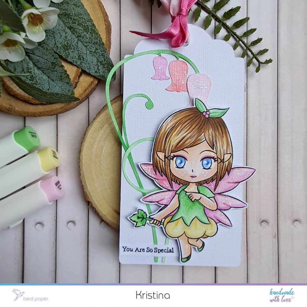 Tag de hada con Diseño digital para colorear, scrapbook o manualidades