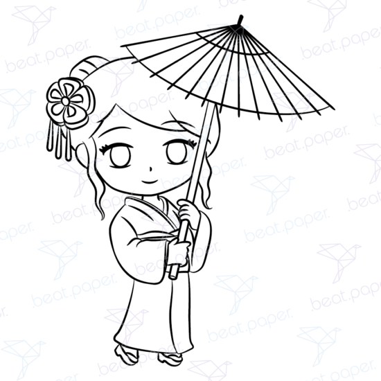 Diseño digital de Yukata o Kimono para colorear, scrapbook o manualidades