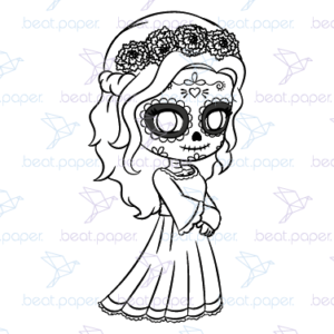 Diseño digital de Halloween Catrina para colorear, scrapbook o manualidades