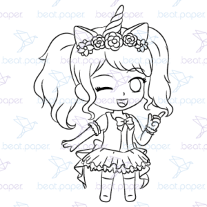 Diseño digital de Halloween unicornio para colorear, scrapbook o manualidades