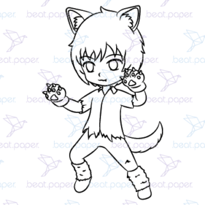 Diseño digital de Halloween Hombre lobo para colorear, scrapbook o manualidades