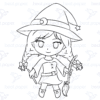 Diseño digital de Halloween Bruja para colorear, scrapbook o manualidades