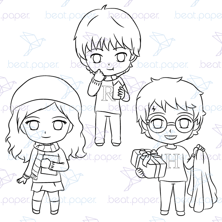 Harry Potter en Navidad | Diseños sellos para colorear | ..