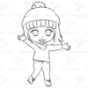 Diseño digital de patinaje sobre hielo para colorear, scrapbook o manualidades