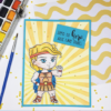 Tarjeta de hercules hecho con diseños digital para colorear, scrapbook de beatpaper