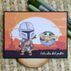 Tarjeta de mandalorian y baby yoda hecho con diseños digital para colorear, scrapbook de beatpaper
