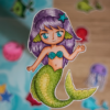 Tarjeta de sirena hecho con diseños digital para colorear, scrapbook de beatpaper