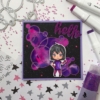 Tarjeta de vampira hecho con diseños digital para colorear, scrapbook de beatpaper