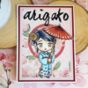 Tarjeta de yukata o kimono hecho con diseños digital para colorear, scrapbook de beatpaper