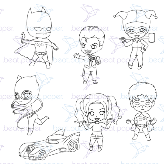 Diseño digital de The Batman para colorear, scrapbook o manualidades