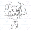 Diseño digital de Harley Quinn para colorear, scrapbook o manualidades