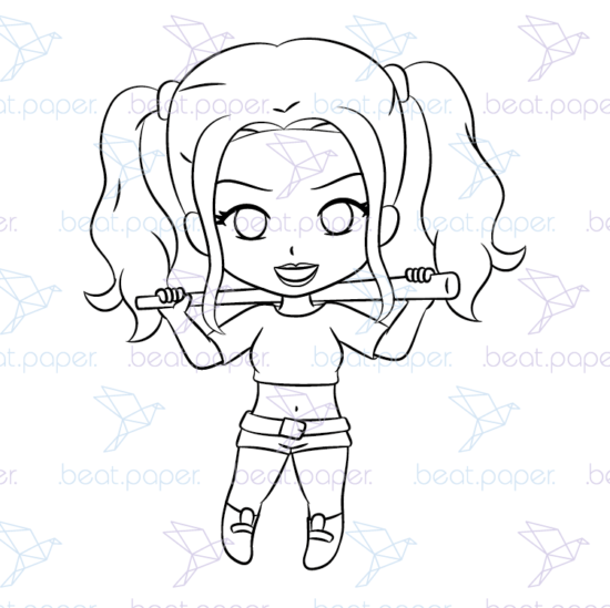 Diseño digital de Harley Quinn para colorear, scrapbook o manualidades