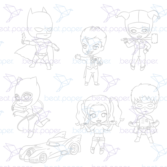 Diseño digital de The Batman para colorear, scrapbook o manualidades