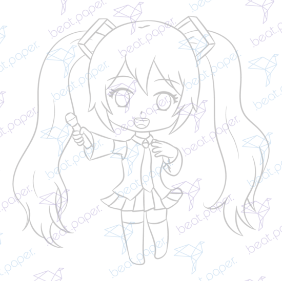 Diseño digital de Hatsune Miku para colorear, scrapbook o manualidades