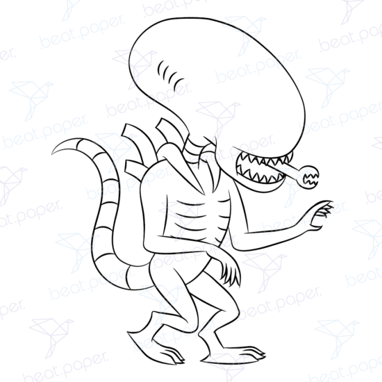 Diseño digital de Alien y Ripley para colorear, scrapbook o manualidades