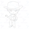 Diseño digital de vaquero para colorear, scrapbook o manualidades