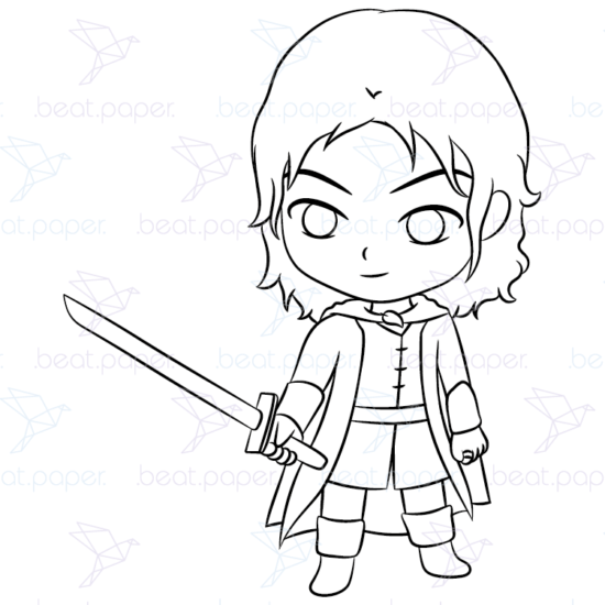 Diseño digital de Aragorn para colorear, scrapbook o manualidades