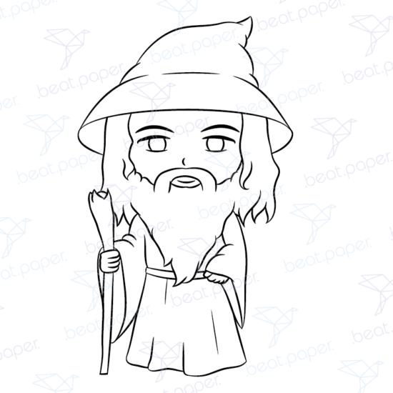 Diseño digital de Gandalf para colorear, scrapbook o manualidades