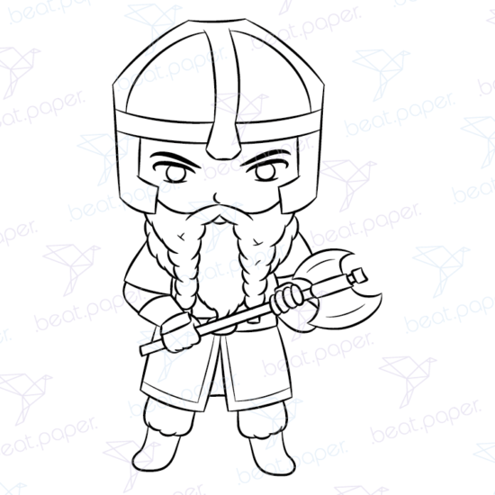 Diseño digital de Gimli para colorear, scrapbook o manualidades