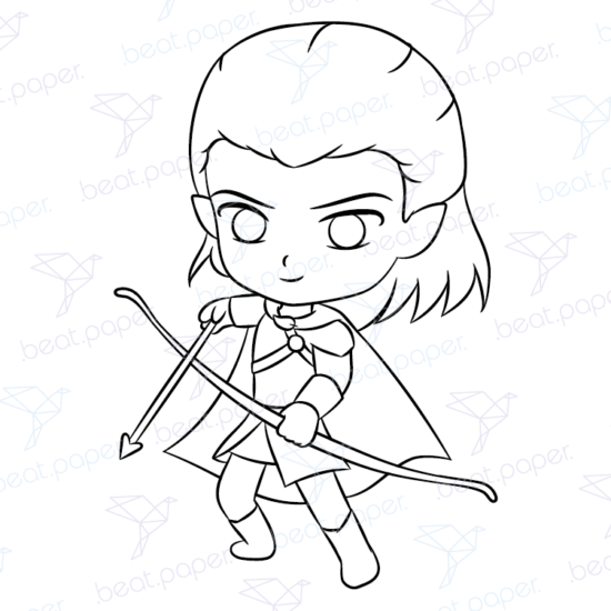 Diseño digital de Legolas para colorear, scrapbook o manualidades