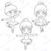 Diseño digital de ballerinas para colorear, scrapbook o manualidades