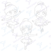 Diseño digital de ballerinas para colorear, scrapbook o manualidades