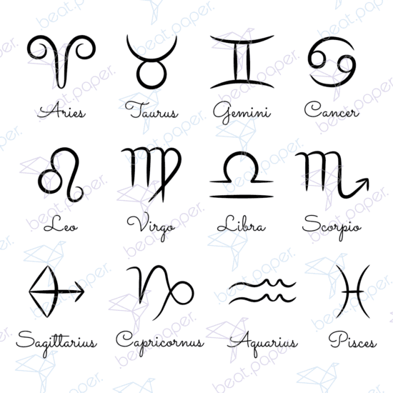Diseño digital de signos del zodiaco para colorear, scrapbook o manualidades