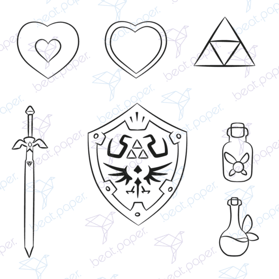 Diseño digital de Legend of Zelda para colorear, scrapbook o manualidades