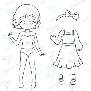 Diseño digital de Paperdoll de Sol o muñeca de papel para colorear, scrapbook o manualidades