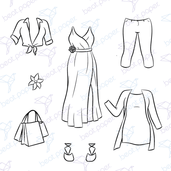 Diseño digital de Paperdoll de Luna o muñeca de papel para colorear, scrapbook o manualidades