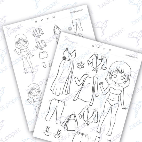 Diseño digital de Paperdoll de Luna o muñeca de papel para colorear, scrapbook o manualidades