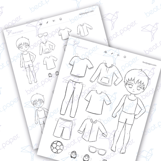 Diseño digital de Paperdoll de Aster o muñeca de papel para colorear, scrapbook o manualidades