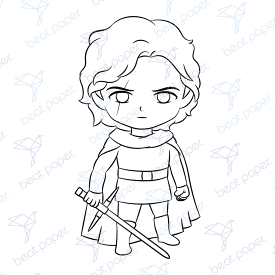 Diseño digital de Star Wars Kylo Ren y Rey Skywalker para colorear, scrapbook o manualidades