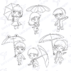 Diseño digital de días de lluvia para colorear, scrapbook o manualidades