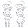 Diseño digital de outfits de halloween para muñeca de papel para colorear, scrapbook o manualidades