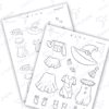 Diseño digital de outfits de halloween para muñeca de papel para colorear, scrapbook o manualidades