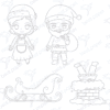 Diseño digital del Polo Norte de mamá Claus y Santa Claus para colorear, scrapbook o manualidades